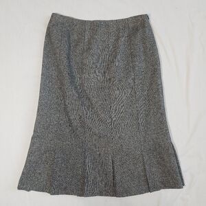 Vintage Pierre Cardin Femme Gray Salt Pepper Wool Blend Pleated Hem Skirt, 6
